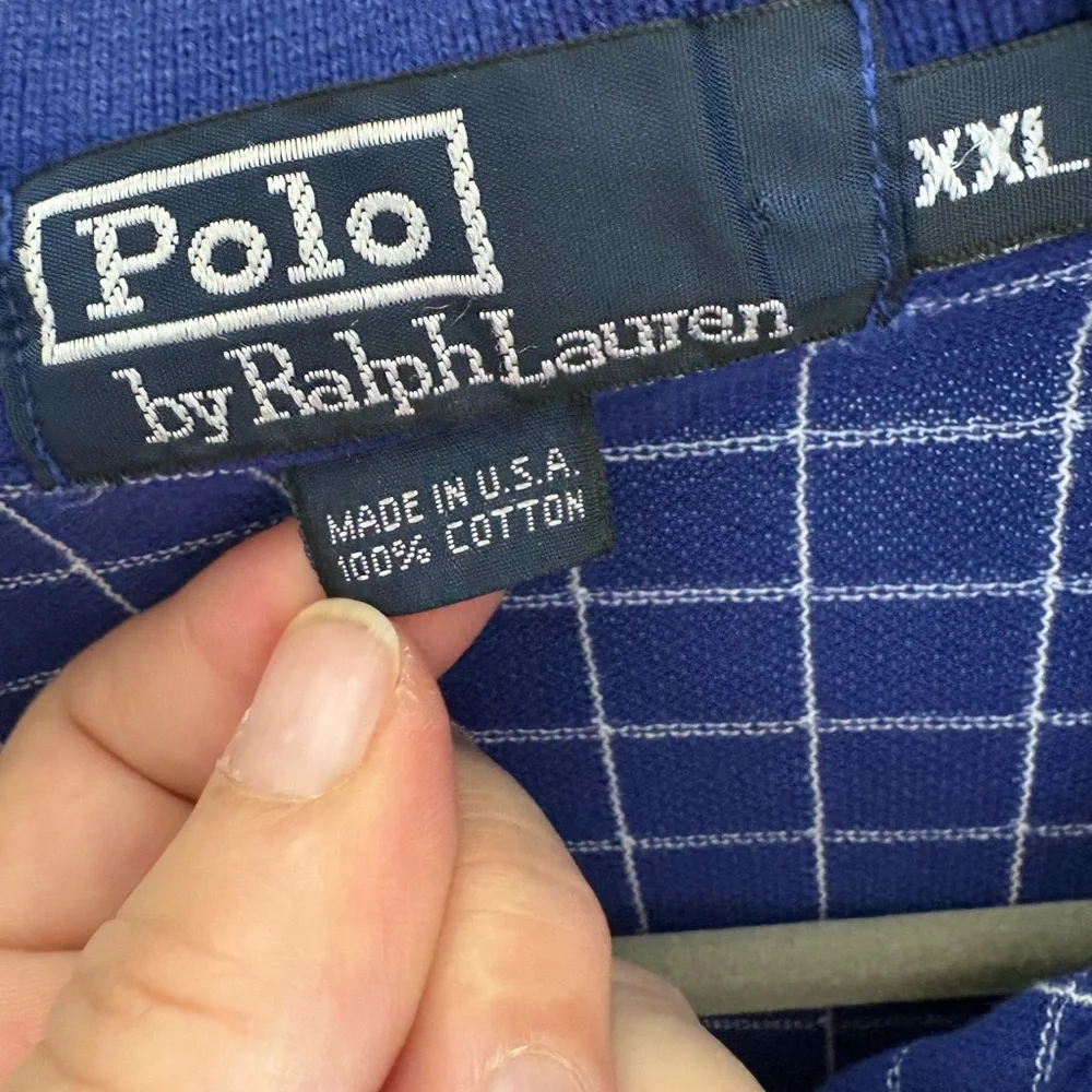 Polo Ralph Lauren Blue Checkered Vintage Polo Shirt XXL